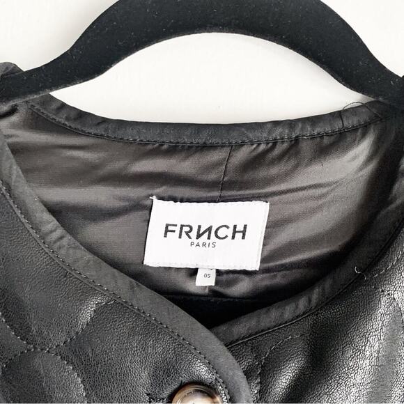 FRNCH x Anthropologie Gisette Faux Leather Sleeveless Quilted Vest Black OS - Picture 3 of 12